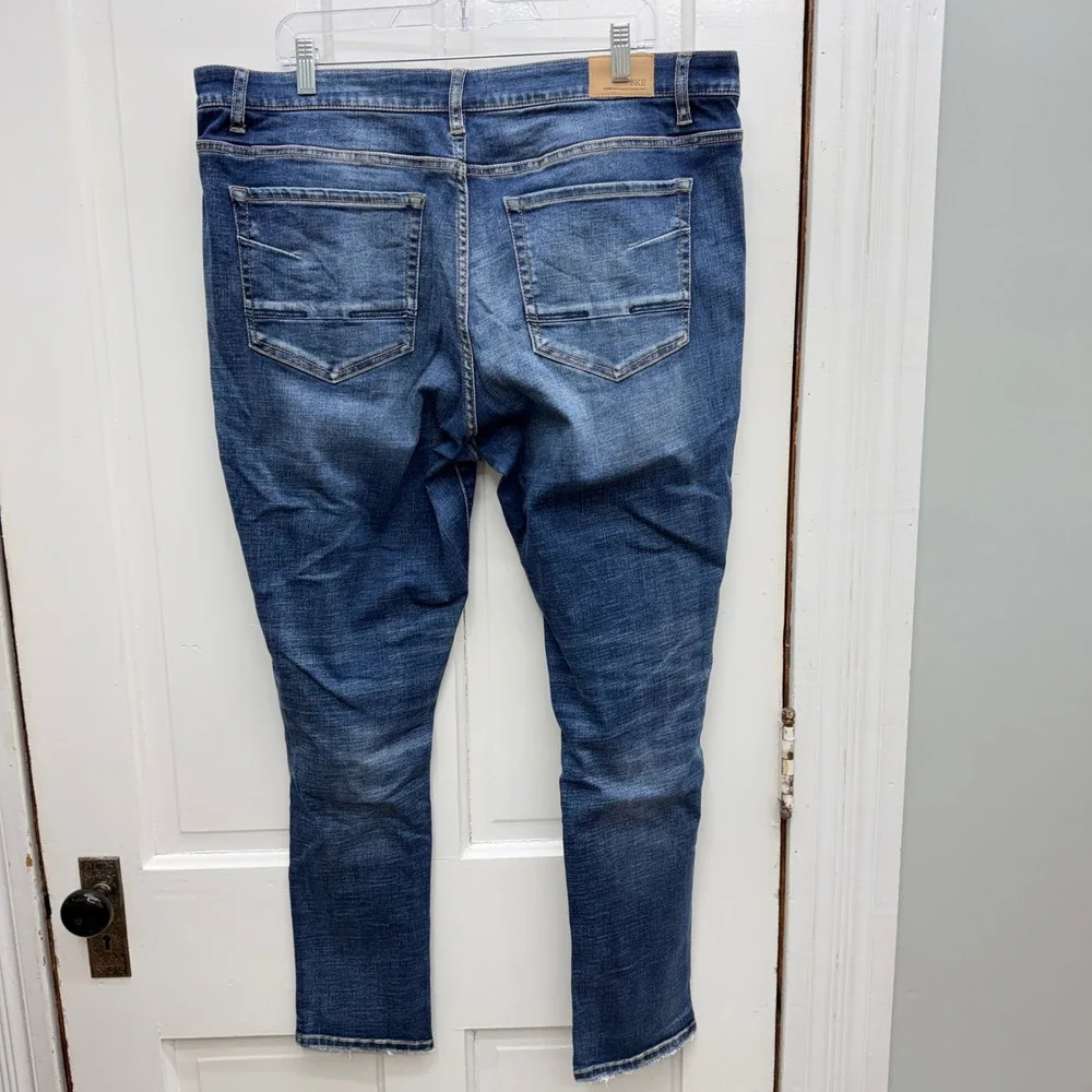BKE Payton universal fit mid rise ankle skinny denim jeans distressed women's 36